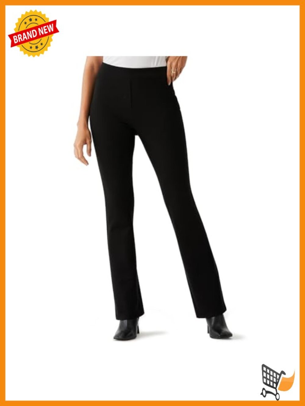 Petite Bootcut Pull-On Dress Pants Ponte Knit Stretch Work
